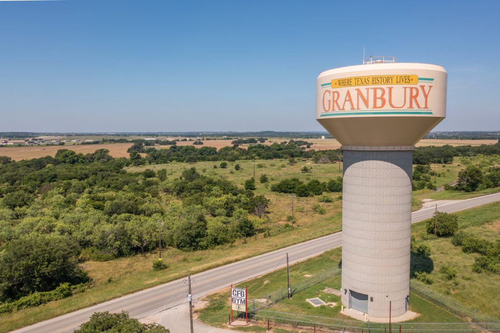 Aerial Drone View of Granbury